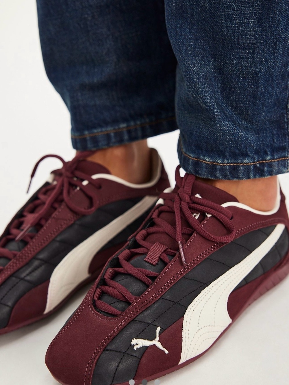 Puma Speedcat Plus Quilted Maroon, Black & White Low-Top Classic Sneaker